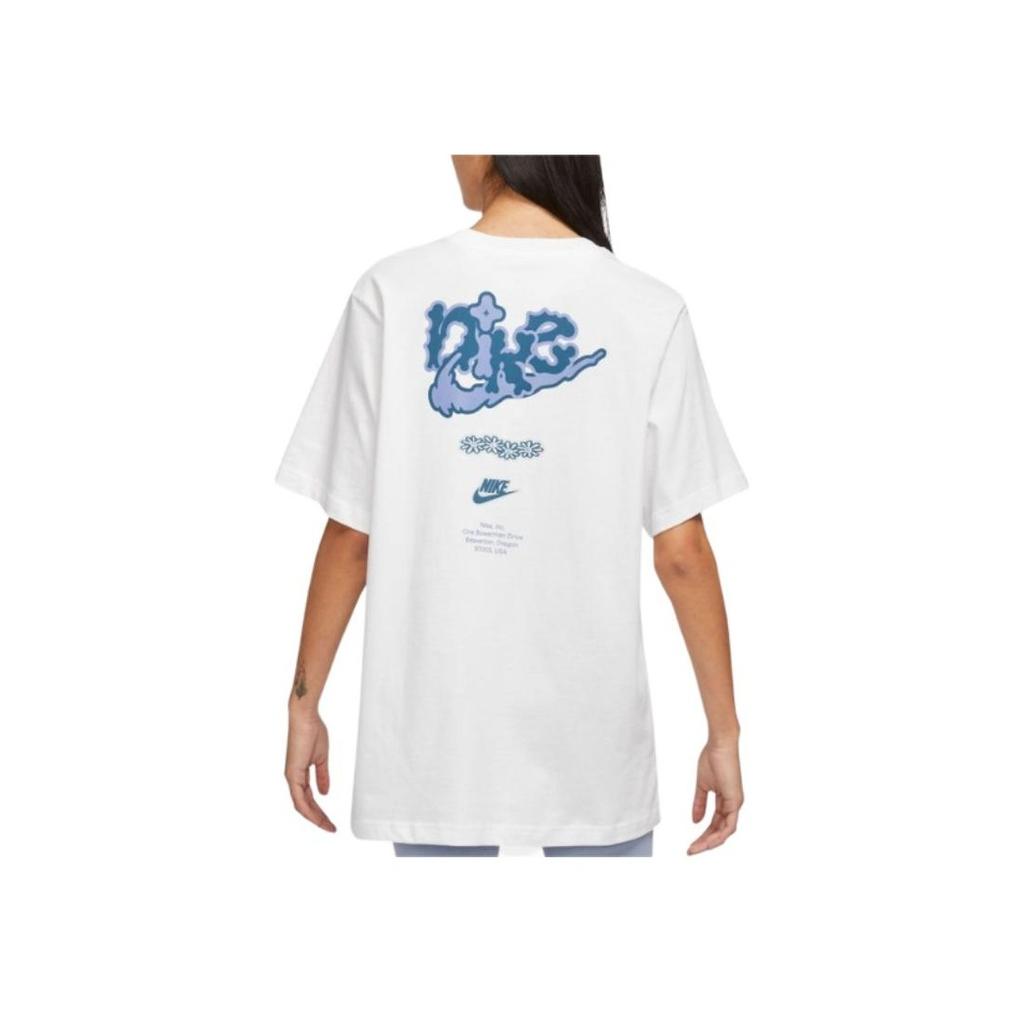 Nike Alphabet Print Loose Round Neck Short Sleeve T-Shirt Women Tops White FD2550-100