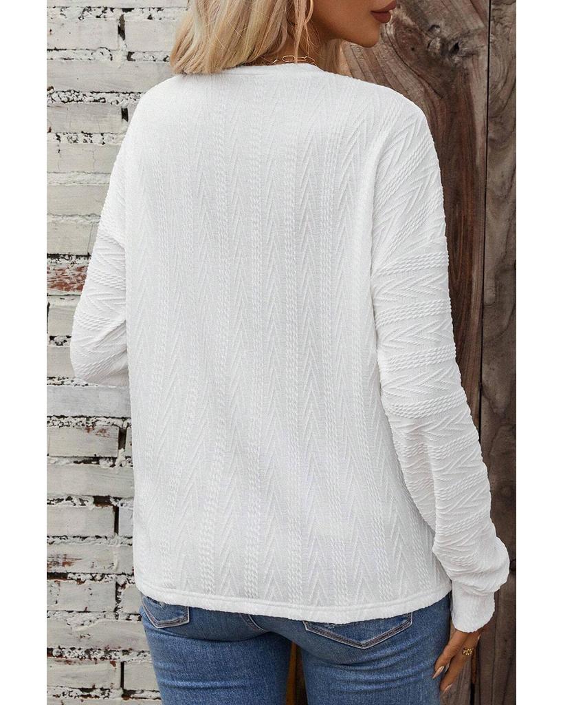 Azura Exchange Белый круглый вырез горловины с заниженной линией плеч, текстурированный трикотажный топ