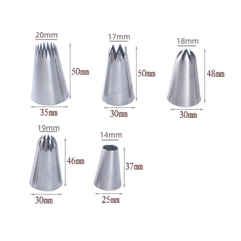 5pcs Large Metal Cake Cream Decoration Tips Set Pastry Tools Stainless Steel Piping Icing Nozzle Cupcake Dessert Decorators