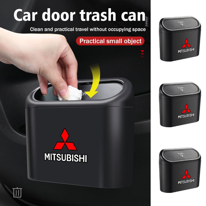 Small Car Trash Can With Lid Leak-proof Mini Accessories For Mitsubishi Outlander Lancer L200 ASX Pajero Grandis Eclipse