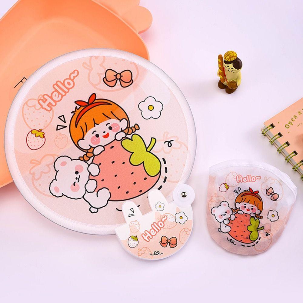 5Pcs Cartoon Round Pocket Fan Mini Hand Fan Portable Cute Folding Fan  Kids Gift
