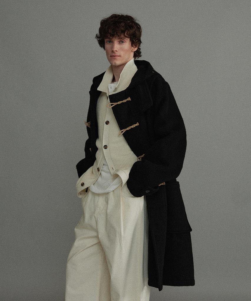 Montgomery Long Original Duffle Coat With Wooden - Black