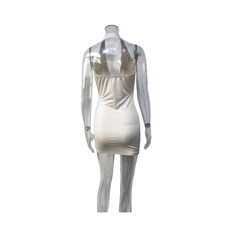 Весна 2025 Сексуальное платье-бодикон с халтером, низким вырезом и открытой спиной для женщин: Европейский и американский стиль