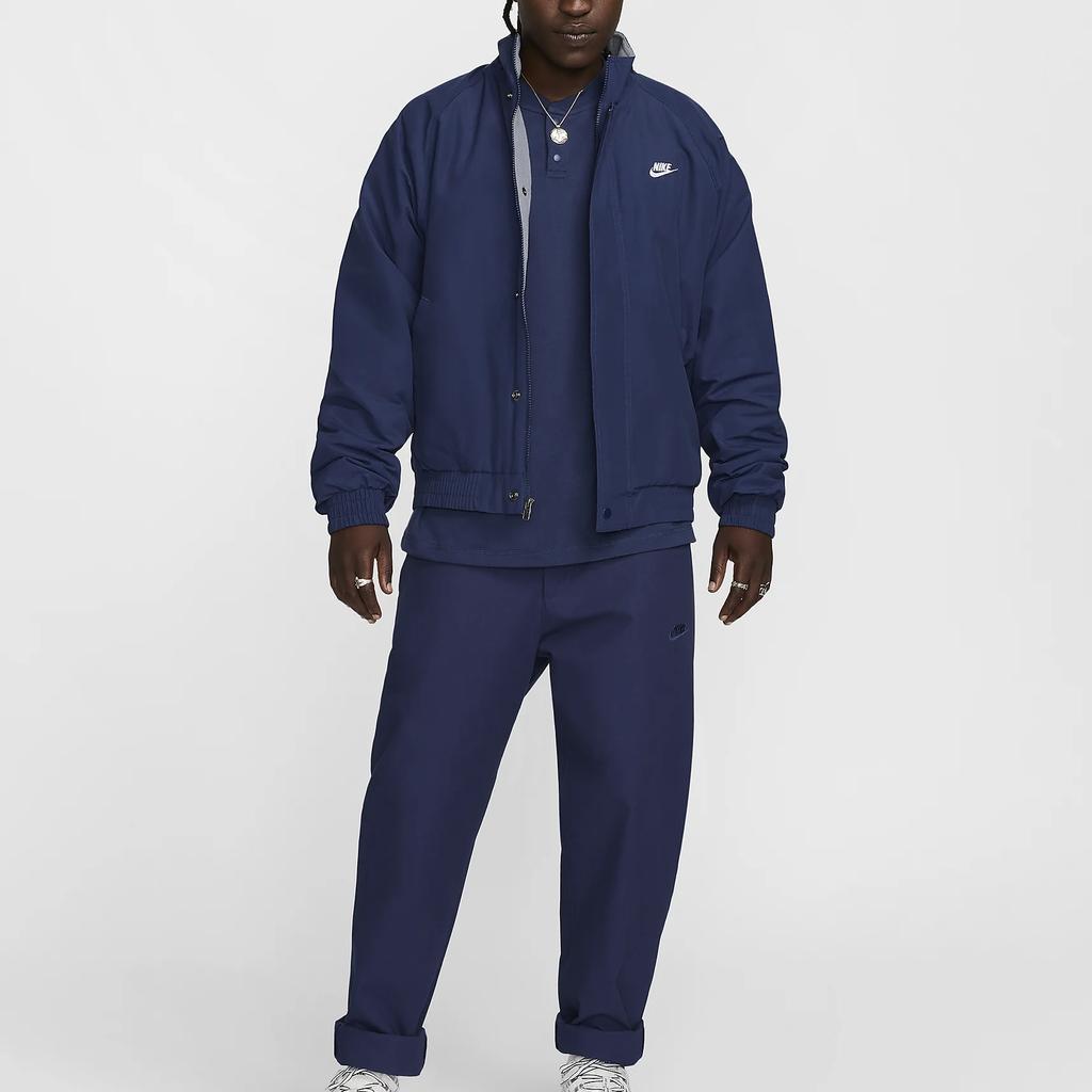 Nike Куртка повседневная Club Fleece Futura тканая с воротником-стойкой на молнии для мужчин Куртки Midnight-Navy White FZ0656-410