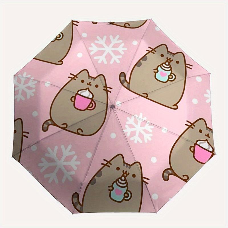1pc Pusheen Winter Automatic Open/close, All-Season Portable Folding Cute Umbrella, Travel, Everyday, Formal Events056