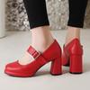 Women's Mary Janes Shoes High Heels Platform New 2025 Spring Fashion Strap Black Red Heeled Office Wedding Shoes Dress Pumps
