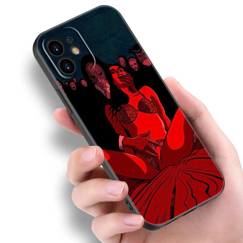 Sexy Lady Red Lips Girls Bikini Case For Apple iPhone 14 13 12 Mini 11 Pro Max 7 8 XR X XS 7 8 Plus SE 2020 2022 Black Cover