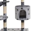 Cat Tree 125 cm Grey with Paw Print Design