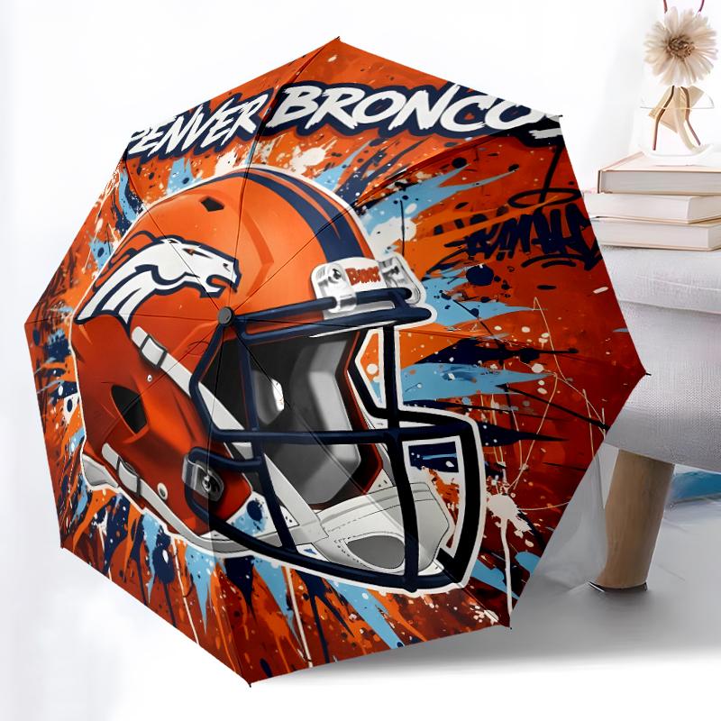 Складной зонт с принтом ЛОГОТИПА D-Denver Broncos, для улицы, отдыха и путешествий, Прочная ткань зонта, Подарок на день рождения и праздник