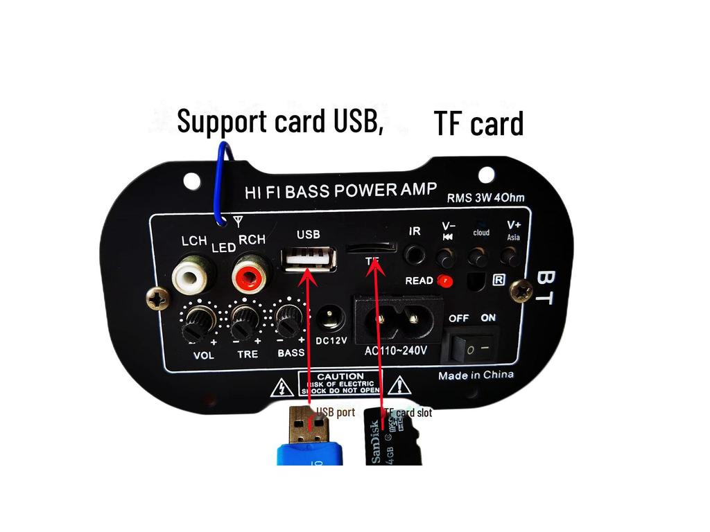 5" Bluetooth 12V/220V двухканальный сабвуферный усилитель для грузовика