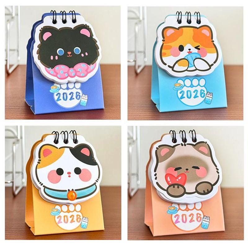 2026 год Мультяшный кот Настольный Мини Настольный Календарь Часы В Программе Награды Студентам Креативные Подарки Июнь 2025-Декабрь 2026