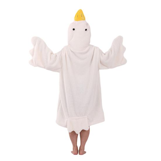 Худи-одеяло гусь, комбинезон, оверсайз, носимое одеяло-худи с рукавами для взрослых и детей, теплый уютный флисовый спальный мешок