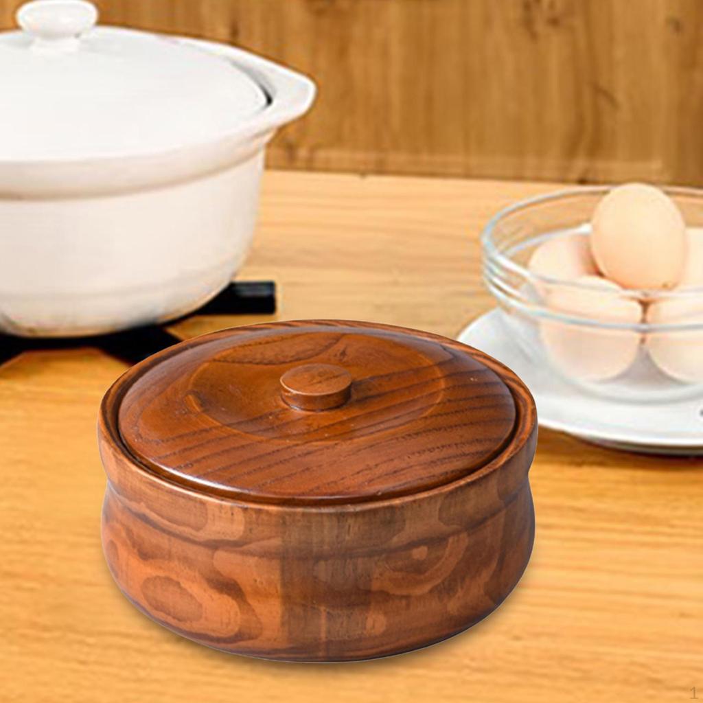 Деревянная с крышками для хранения суповых хлопьев, твердая миска для сервировки