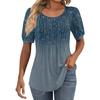 Женские пышные туники с короткими рукавами, топы, плиссированные блузки с воротником, повседневные свободные весенне-летние футболки