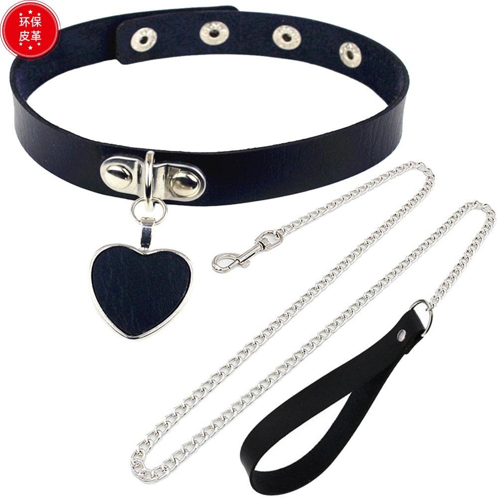 Новый сексуальный ошейник-чокер из кожи Bdsm Косплей Раб Сердце Ошейники и Поводок Набор Для Женщин Бондаж Готический Чокер Колокольчик Аксессуары