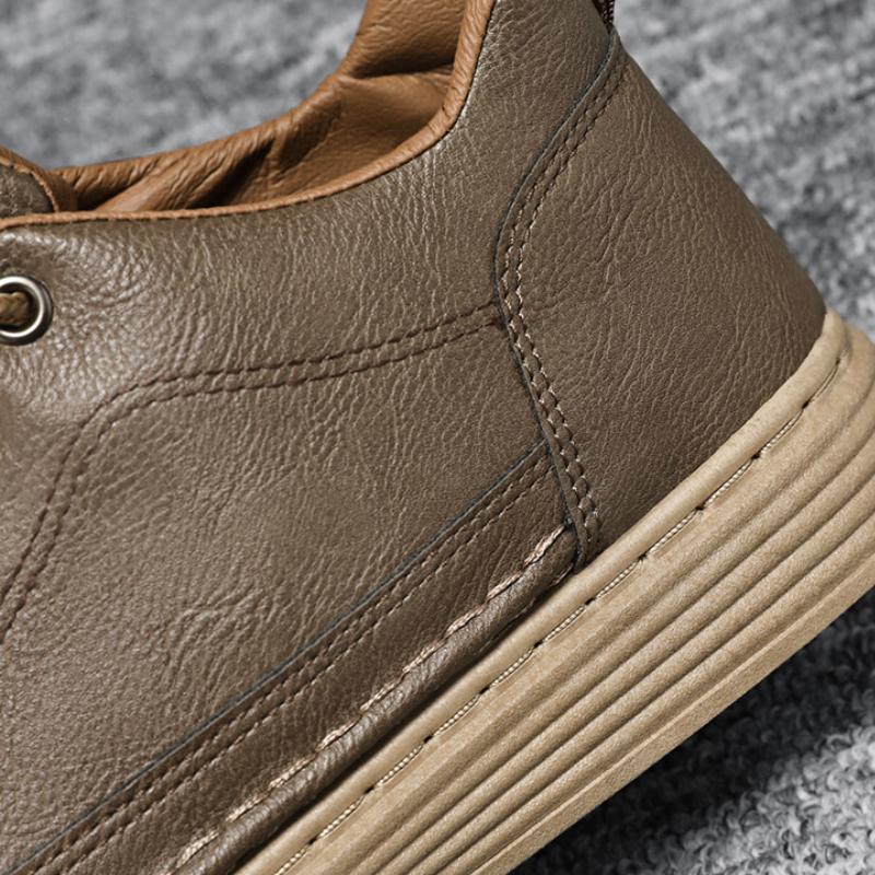 Модные Новые Мужские Кожаные Повседневные Туфли Модные Водонепроницаемые Мужские Рабочие Туфли Нескользящие Толстоподошвенные Вулканизированные Туфли Дизайнерские Мужские Кроссовки