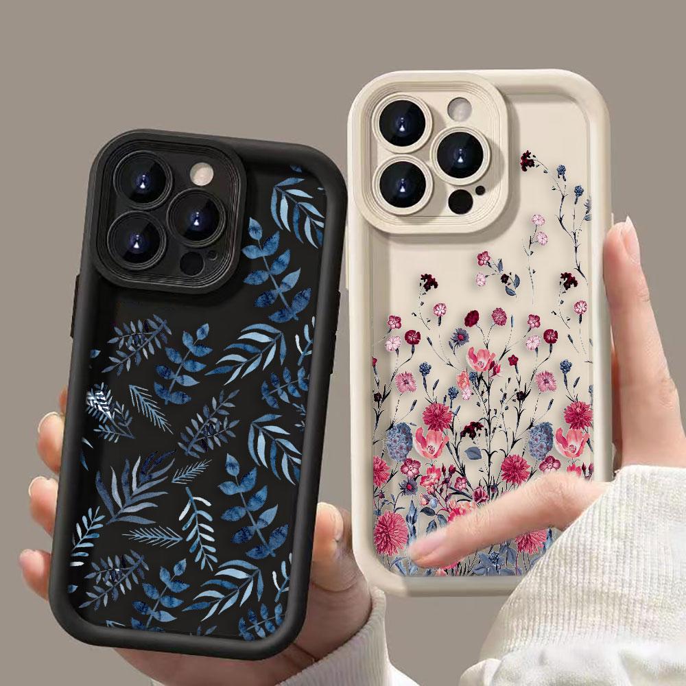 Красивый Цветочный Чехол для Телефона для iPhone Apple 17 AIR 16 16E 11 12 13 14 15 XR Plus Pro Max Чехол Своими Руками Ударопрочная Крышка из ТПУ Capa