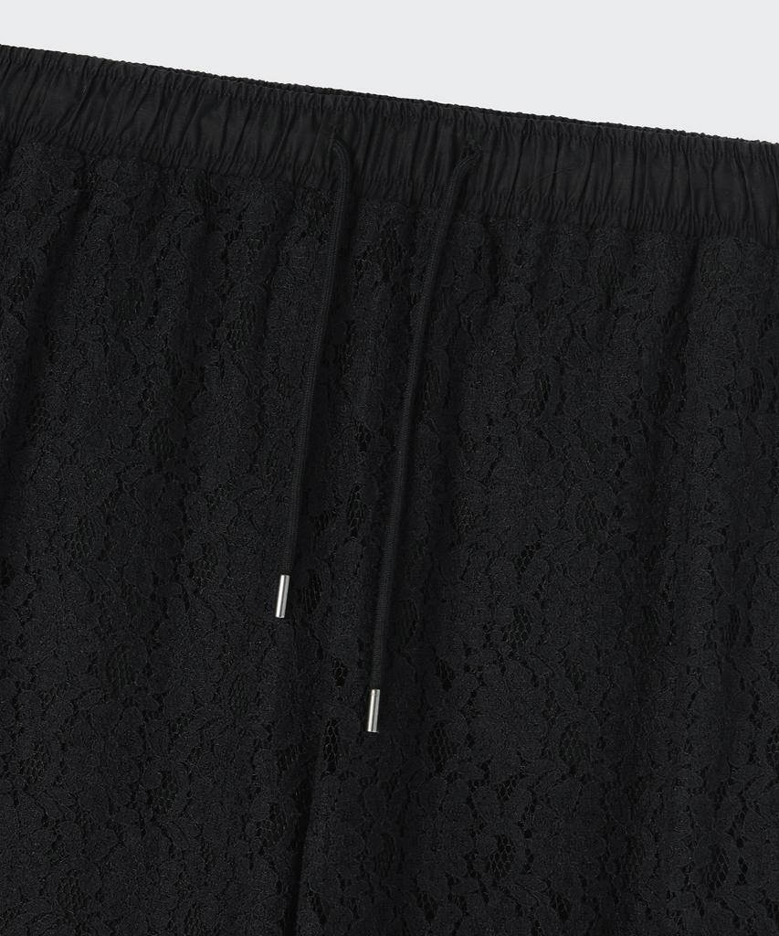 MUSINSA STANDARD WOMAN Женские широкие брюки-карго с цветочным кружевом и эластичным поясом [Черный]