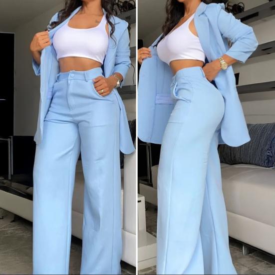 Women's Piece And Pants Suit Set Two High Waist Pants Set