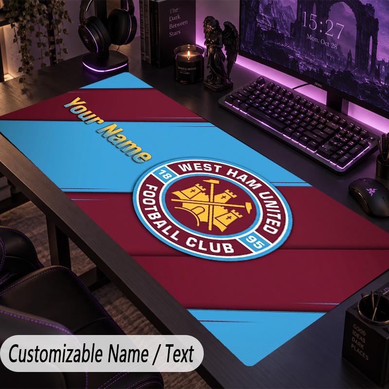 Large Mouse PadWest Ham United football Custom Name Text Personalized Desk Mat Non Slip Gaming Pad