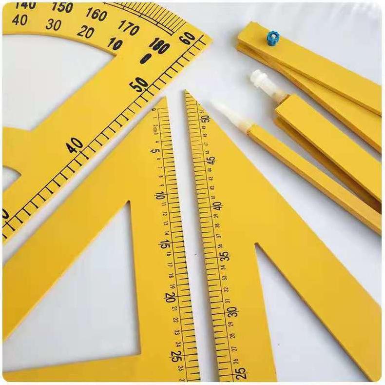 Wooden Triangle Protractor Compass Set: Math Teaching Aids for Primary School