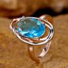 Elegant Oval Cut Aqua Blue Zircon Ring for Women Vintage Rose Gold Color Banquet Party Jewelry Gift