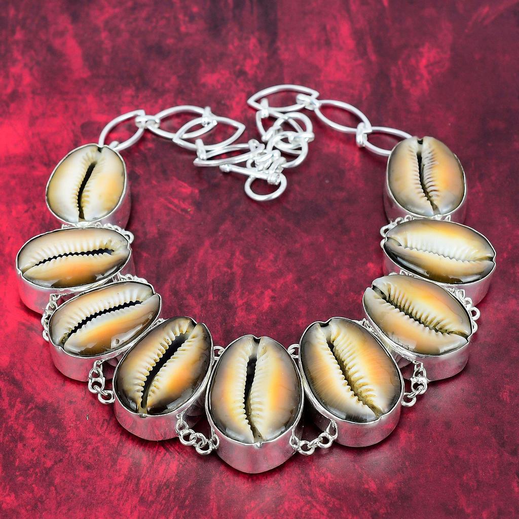 Cowrie Shell Gemstone Jewelry, Handmade Beautiful Necklace & Bracelet Jewelry Set, 925 Solid Sterling Silver Jewelry For Her