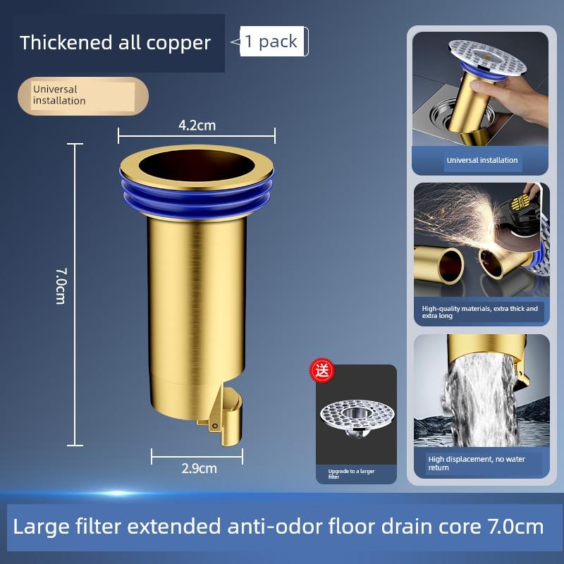 Submarine-Style All-Copper Extended Drain Core with Stainless Steel Extension Pipe, Anti-Odor Repair Tool, Special Inner Core