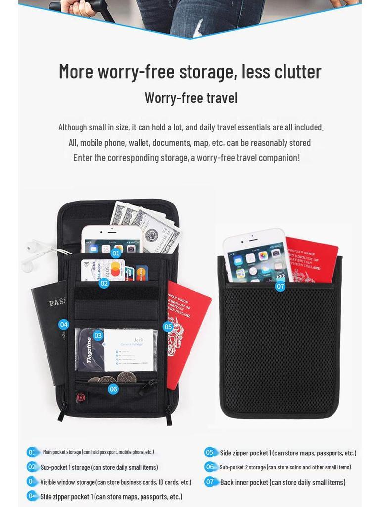 Tianxiu RFID Passport & ID Neck Pouch - Waterproof Nylon Holder