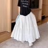 DX~~French Gentle Style Bow Half Skirt Women's Summer High Waist Skirt A-line Large Hem Mid Length Skirt