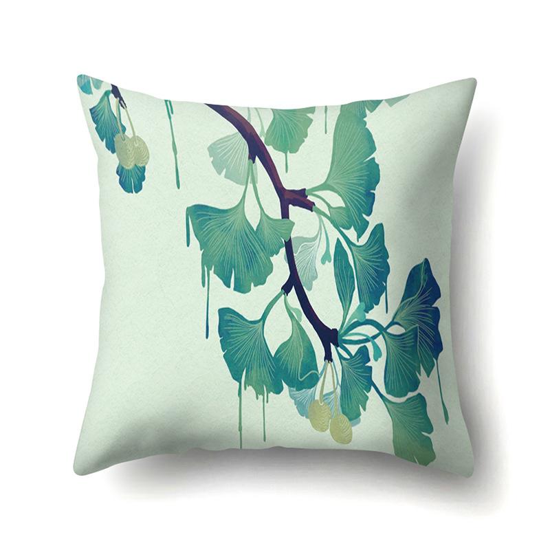 Полиэстеровая наволочка Скандинавский растительный стиль Принт с цветами Бархатная наволочка из персиковой кожи
