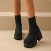 Fashion Shoes Female 2024 Plus Size Ankle Women's Boots Platform Stretch Boots Women Round Toe Slip On High Heel Knitted Shoes Women