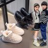 Children's Leather Waterproof Snow Boots Winter 2025 New Boys Large Cotton Thickened Cotton Boots Girls Non-slip Short Boots