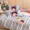 Thickened Milk Fleece Girl Heart Mengmeng Kitten Bed Four-Piece Set Coral Fleece 1.5 Meters