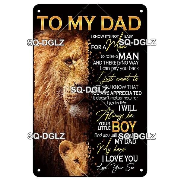 SQ-DGLZ Vintage To My DAD Word Metal Sign Plate Tin Sign Plate Home Bar Door Wall Decor Sticker Decoration Plaque Poster