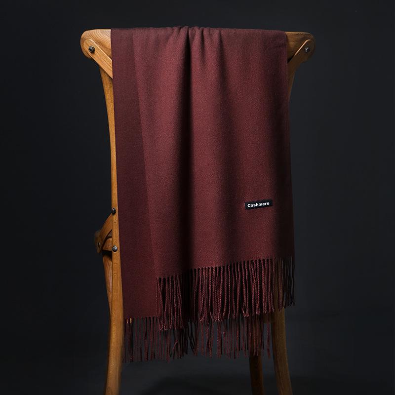 Spring And Autumn Winter New Scarf Women'S Tassel Imitation Cashmere Versatile Solid Color Scarf Dual Purpose Student Long Style Thickened