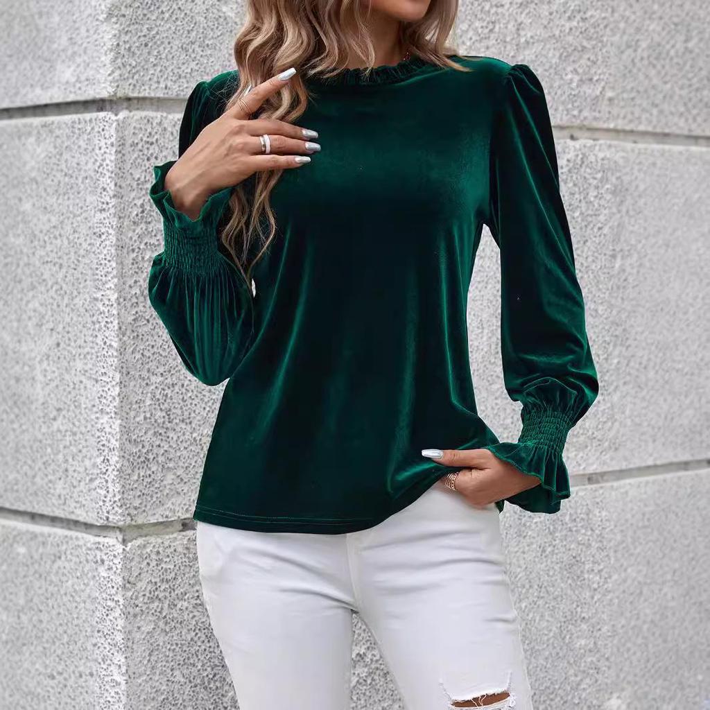 2024 Autumn/Winter Women's Velvet Long-Sleeve Top