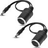 2 Pcs Car Replacement /24V Cigarette Lighter Socket Extension Cable Lead Cigarette Power Plug