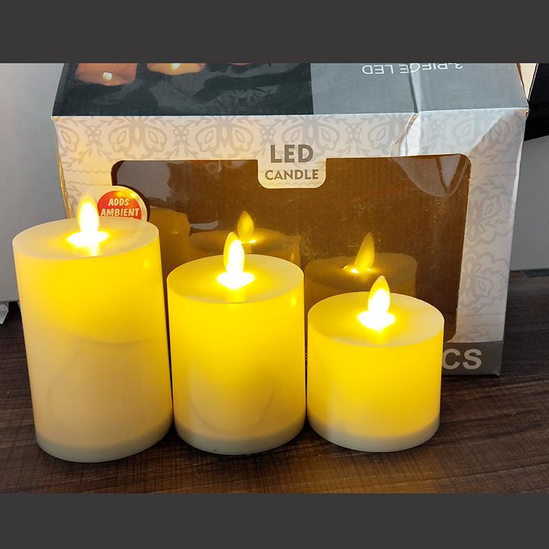 Plastic Flat-Top Swaying LED Flameless Candle Set for Festival Wedding & Home Decoration Halloween & Diwali