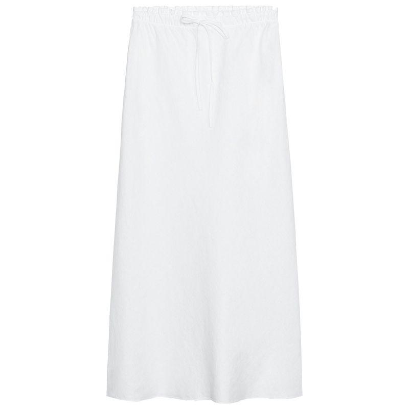 Zaprha 2025 Summer New Multi-Color All-Match Linen Mid-Waist Midi A- line Skirt 4786111