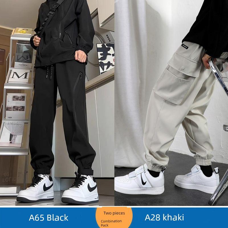 American-Style Black Cargo Pants for Men Paired with Martin Boots, Vibe Functional Straight-Leg Autumn Jogger Pants