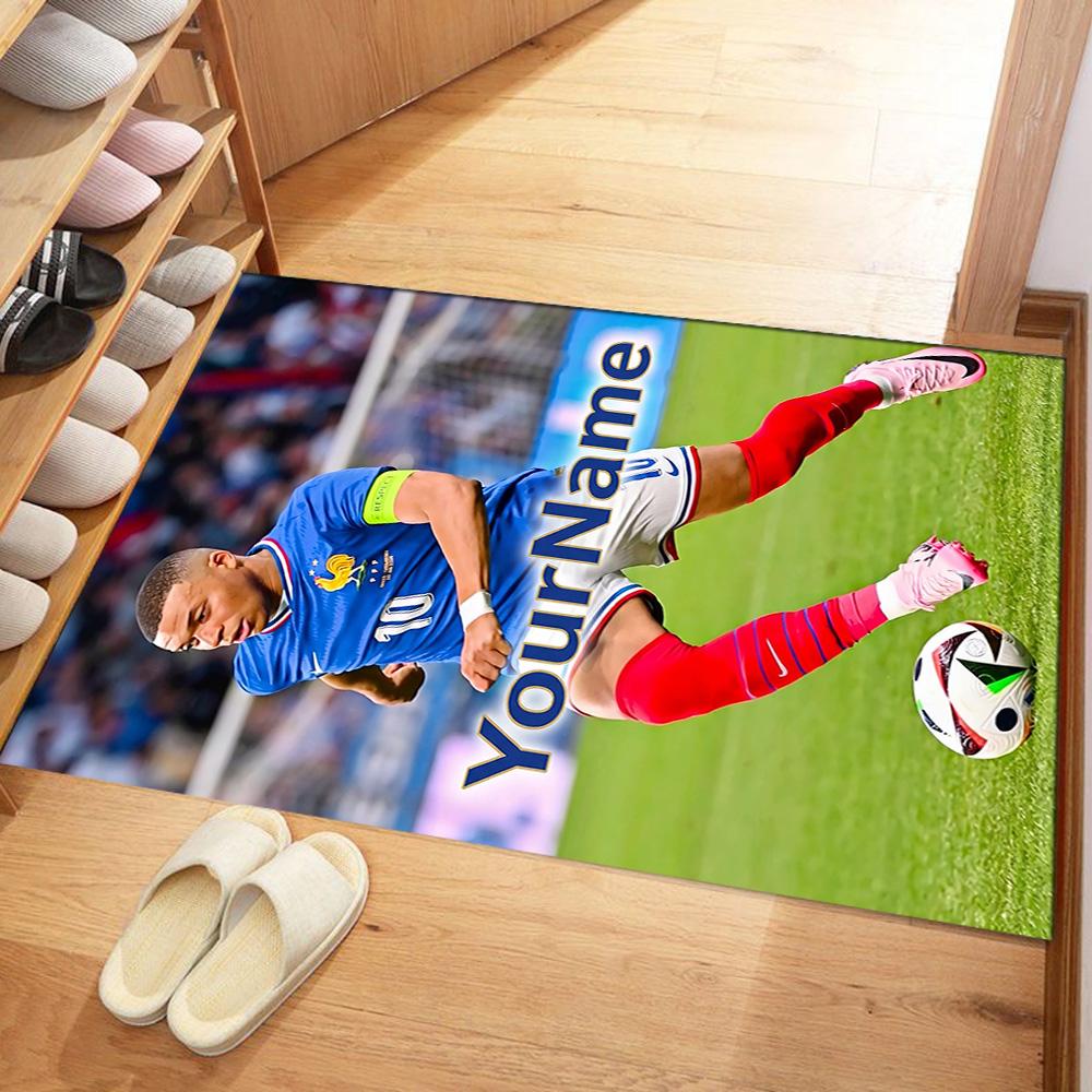 Mbappe 45 Personalized Text Area Rug Perfect for Balcony Decorate room Game Room Bedrooms Antislip Carpet Decorate Offices Gift for Festivals