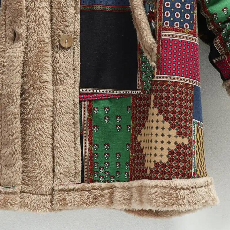 Зимнее женское теплое пальто с принтом, толстая флисовая длинная куртка с капюшоном и карманами, женская свободная верхняя одежда, пальто