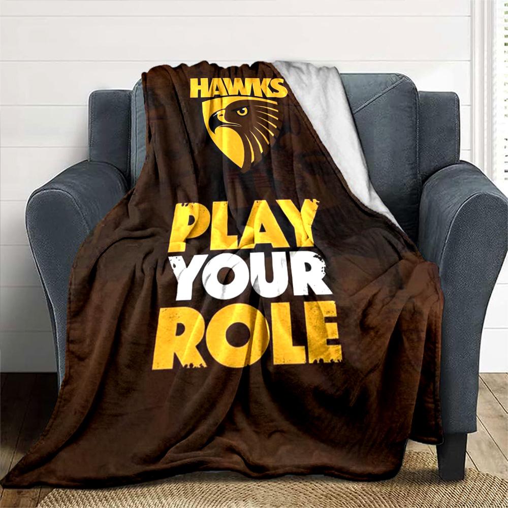 Hawthorn Hawks Print Flannel Blanket High Quality Warm Comfortable Cover for All Seasons Perfect for Gifts Home Decor