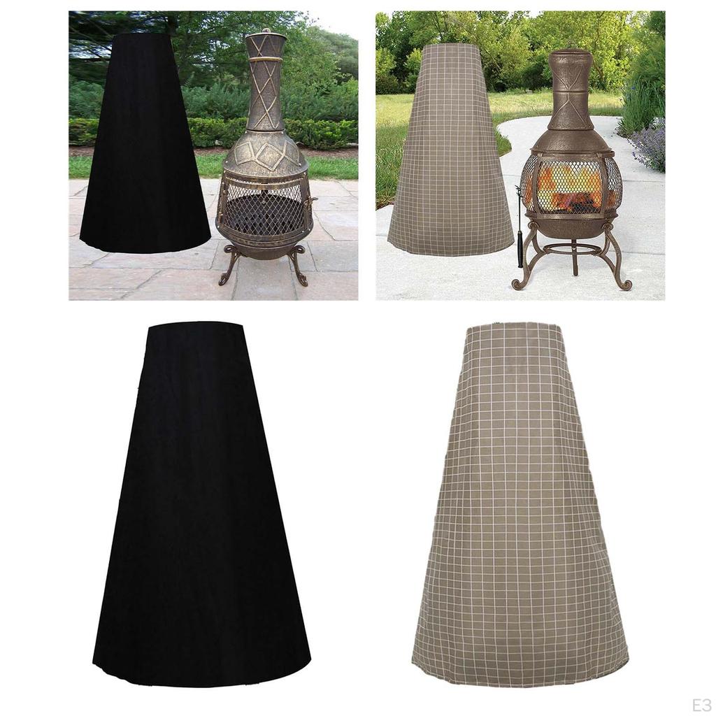 Chiminea Caps Fire Pit Cover Porch with Drawstring Dustproof Oxford Fabric Lawn Outdoor Waterproof