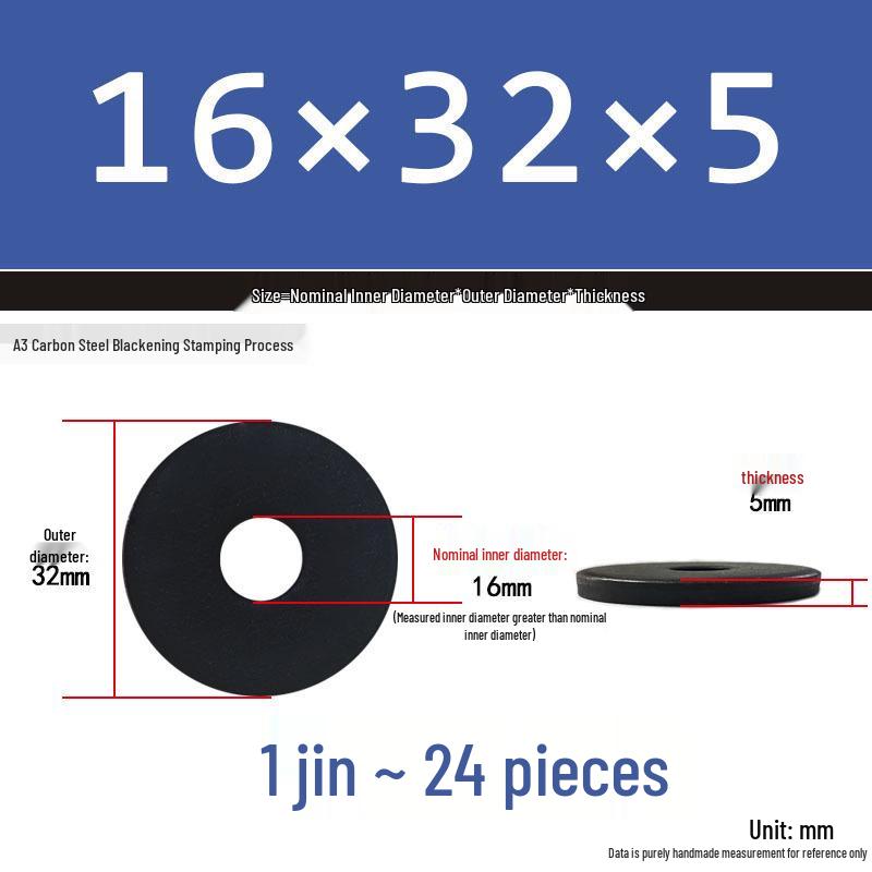 Black Oversized Thickened Round Metal Flat Washer Spacer for Home Use