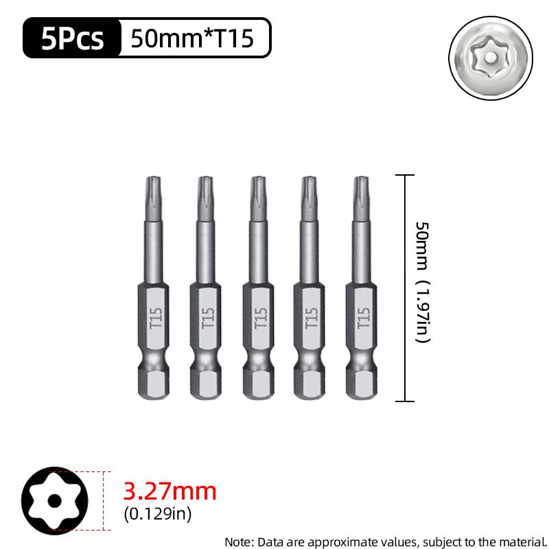 Бита Torx 50 мм Магнитная S2 Сталь 1/4'' Шестигранный хвостовик Полое отверстие Безопасные биты T5-T40 Электрическая дрель-шуруповерт Ручной инструмент