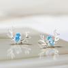 Mori Style 'I Love You Deer' Antler Zircon Stud Earrings with Blue Diamond for Women – Korean Fashion Christmas Jewelry