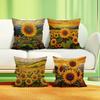 4Pcs Sunflower Field Cushion Cover Landscape Scenery Printed Pillow Case Polyester Home Decor Sofa Living Room 2D Flat