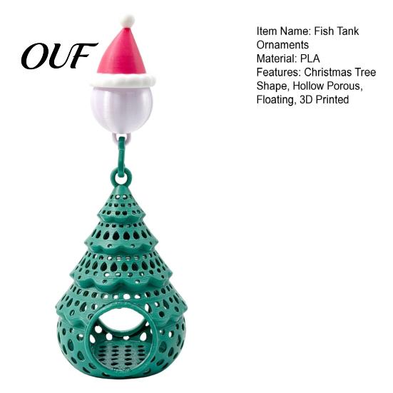 Fish Tank Christmas Tree Ornament Aquarium Floating Hideout Ornament, Shrimp Cave Shelter with for Freshwater Tanks Santa Hat Float, Hiding